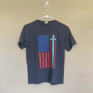 Boy’s Grey American Flag Port & Company T-Shirt